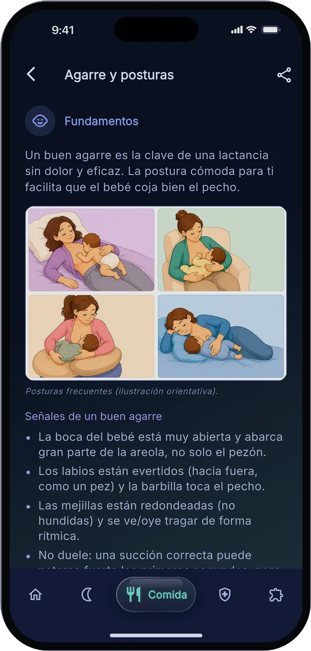 La guía de agarre y posturas para dar el pecho en Nagarimo